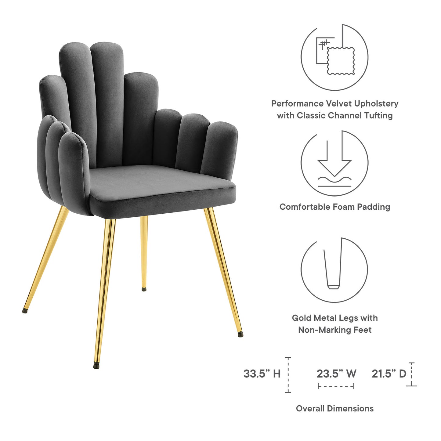 Viceroy Performance Velvet Dining Chair Set of 2 By Modway - EEI-4679 | Dining Chairs | Modishstore - 22