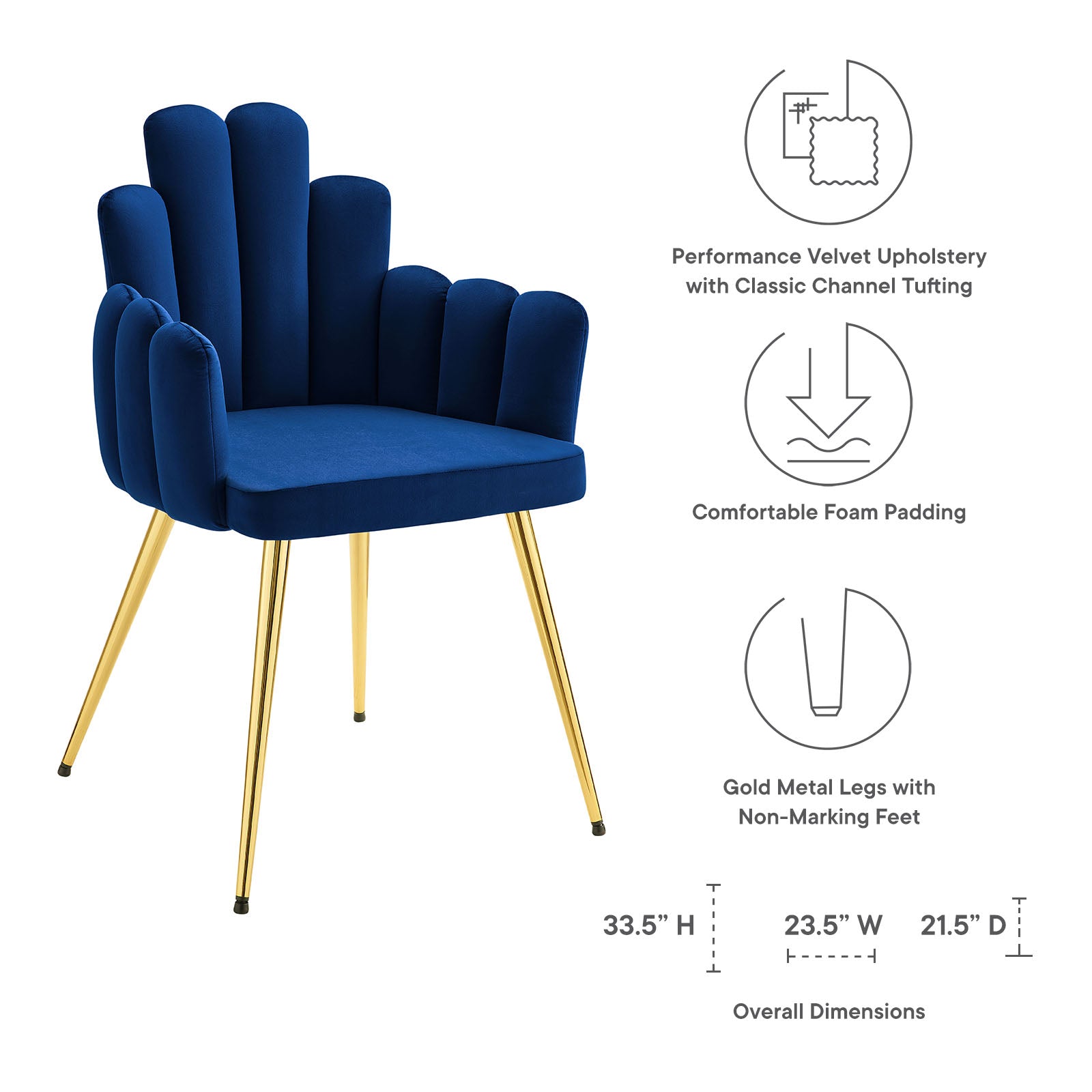 Viceroy Performance Velvet Dining Chair Set of 2 By Modway - EEI-4679 | Dining Chairs | Modishstore - 30