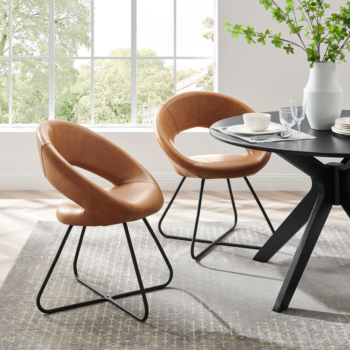 Modway Nouvelle Vegan Leather Dining Chair Set of 2 - EEI-4682 | Dining Chairs | Modishstore - 1