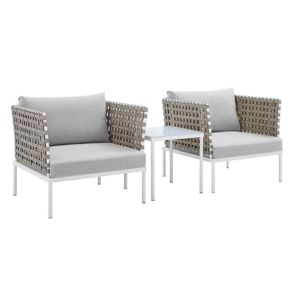 Harmony 3-Piece  Sunbrella® Basket Weave Outdoor Patio Aluminum Seating Set By Modway - EEI-4685 | Outdoor Chairs | Modishstore - 2