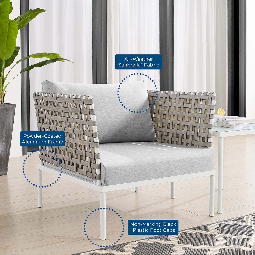 Harmony 3-Piece  Sunbrella® Basket Weave Outdoor Patio Aluminum Seating Set By Modway - EEI-4685 | Outdoor Chairs | Modishstore - 9