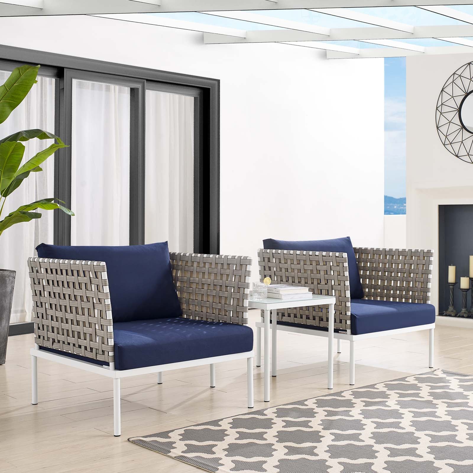 Harmony 3-Piece  Sunbrella® Basket Weave Outdoor Patio Aluminum Seating Set By Modway - EEI-4685 | Outdoor Chairs | Modishstore - 11