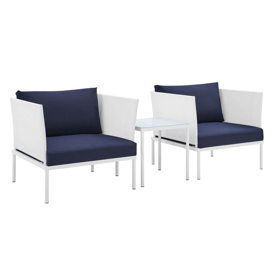 Harmony 3-Piece  Sunbrella® Outdoor Patio Aluminum Seating Set By Modway - EEI-4686 | Outdoor Sofas, Loveseats & Sectionals | Modishstore