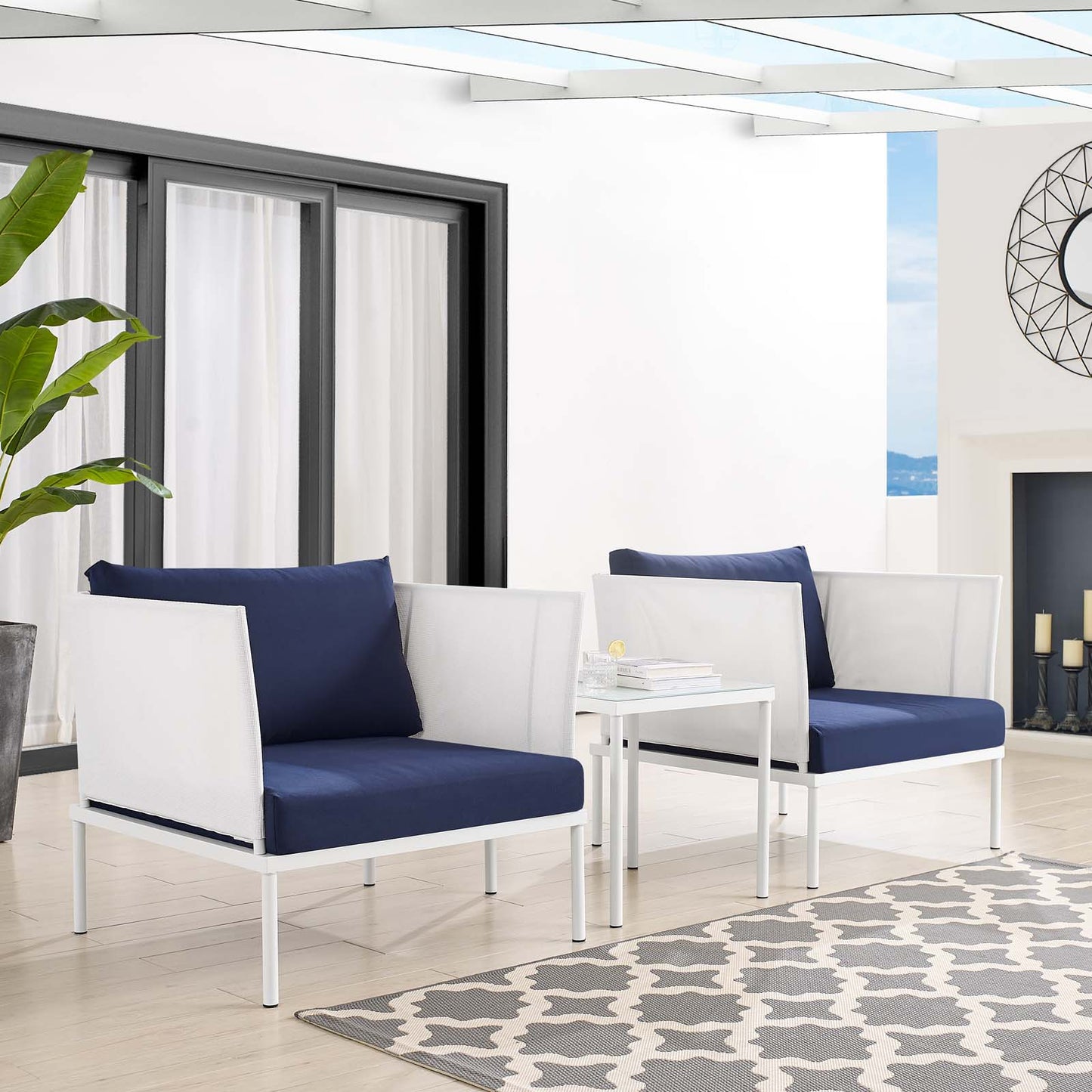 Harmony 3-Piece  Sunbrella® Outdoor Patio Aluminum Seating Set By Modway - EEI-4686 | Outdoor Sofas, Loveseats & Sectionals | Modishstore - 2