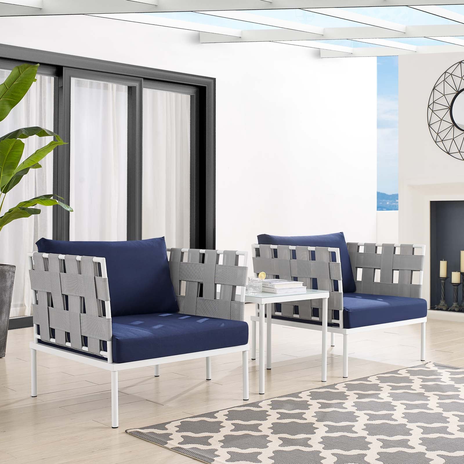 Harmony 3-Piece  Sunbrella® Outdoor Patio Aluminum Seating Set By Modway - EEI-4687 | Outdoor Chairs | Modishstore - 11