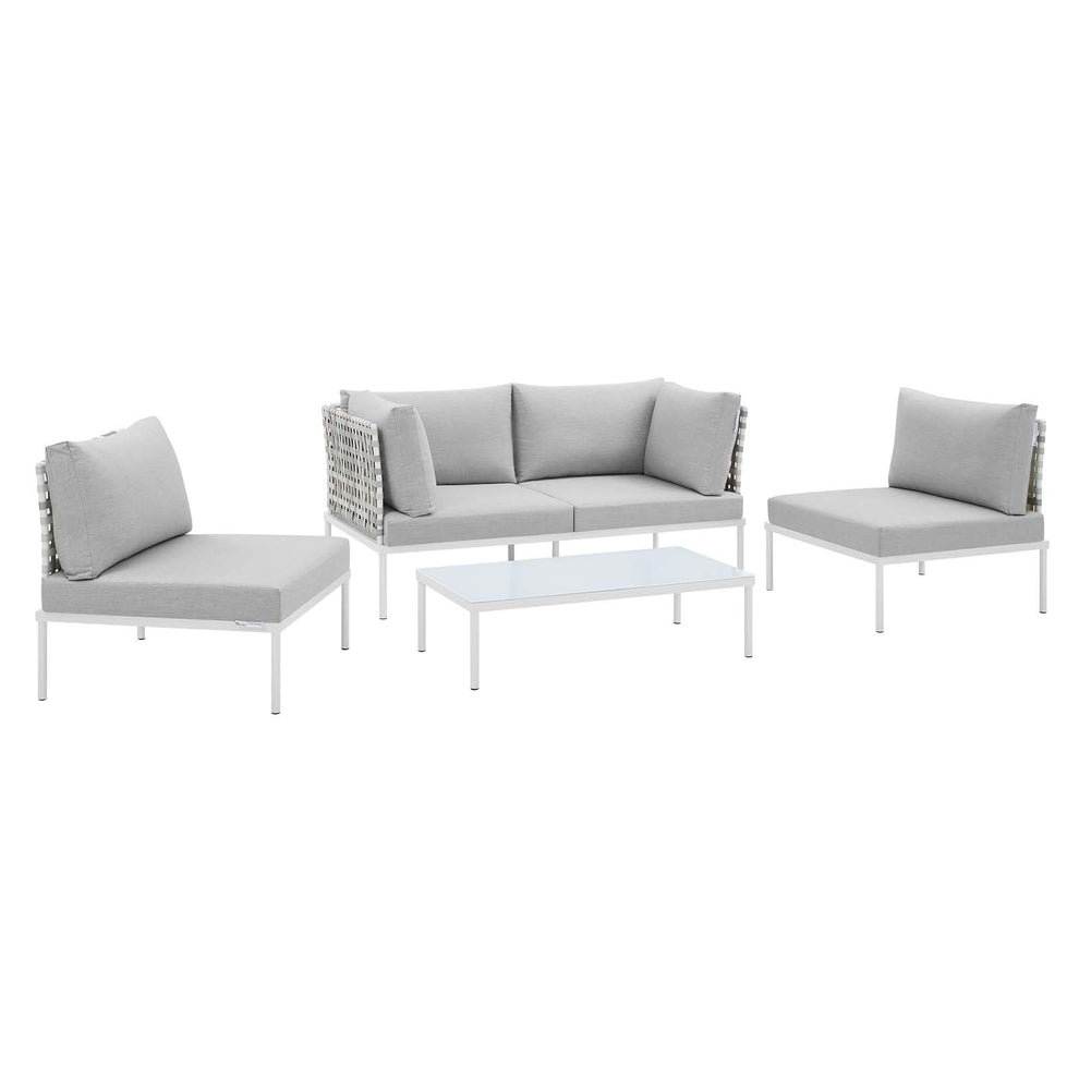 Modway Harmony 4-Piece  Sunbrella® Basket Weave Outdoor Patio Aluminum Seating Set - EEI-4688 | Outdoor Sofas, Loveseats & Sectionals | Modishstore - 1
