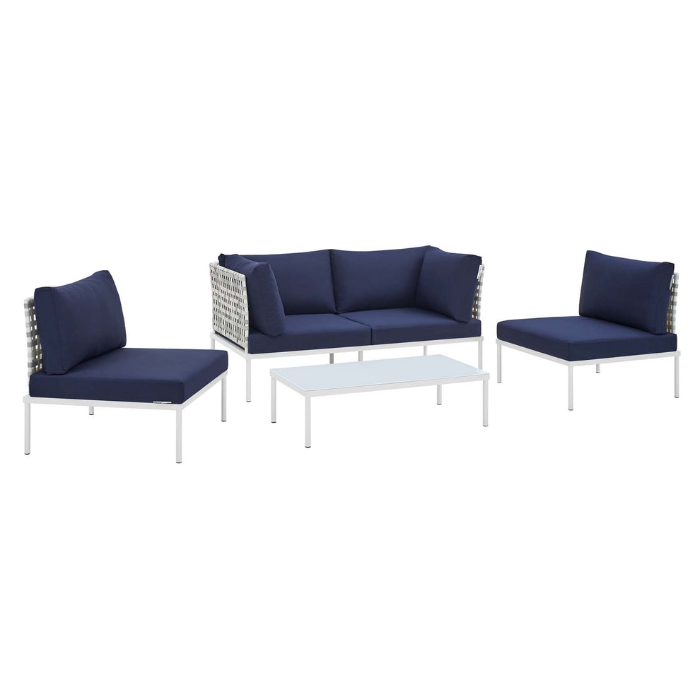 Modway Harmony 4-Piece  Sunbrella® Basket Weave Outdoor Patio Aluminum Seating Set - EEI-4688 | Outdoor Sofas, Loveseats & Sectionals | Modishstore - 4