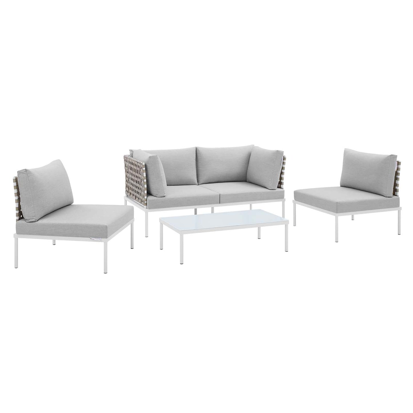 Harmony 4-Piece  Sunbrella® Basket Weave Outdoor Patio Aluminum Seating Set By Modway - EEI-4689 | Outdoor Sofas, Loveseats & Sectionals | Modishstore - 3