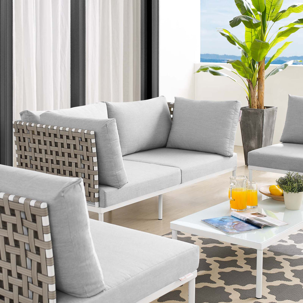 Harmony 4-Piece  Sunbrella® Basket Weave Outdoor Patio Aluminum Seating Set By Modway - EEI-4689 | Outdoor Sofas, Loveseats & Sectionals | Modishstore - 2