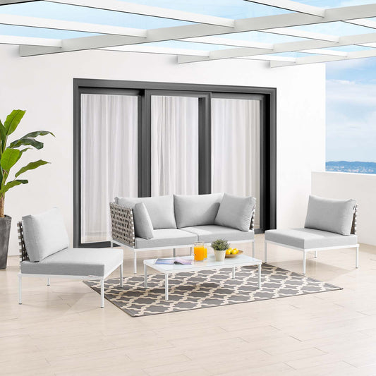 Harmony 4-Piece  Sunbrella® Basket Weave Outdoor Patio Aluminum Seating Set By Modway - EEI-4689 | Outdoor Sofas, Loveseats & Sectionals | Modishstore - 1