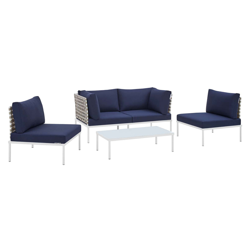 Harmony 4-Piece  Sunbrella® Basket Weave Outdoor Patio Aluminum Seating Set By Modway - EEI-4689 | Outdoor Sofas, Loveseats & Sectionals | Modishstore - 13
