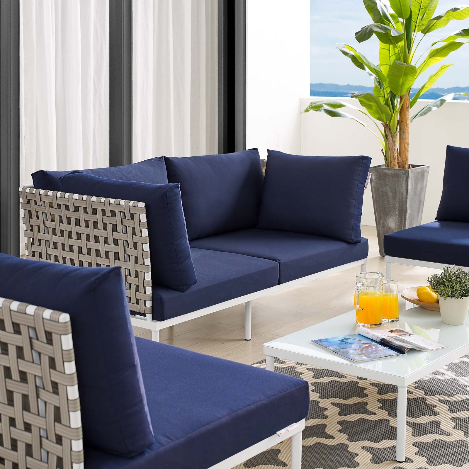 Harmony 4-Piece  Sunbrella® Basket Weave Outdoor Patio Aluminum Seating Set By Modway - EEI-4689 | Outdoor Sofas, Loveseats & Sectionals | Modishstore - 16