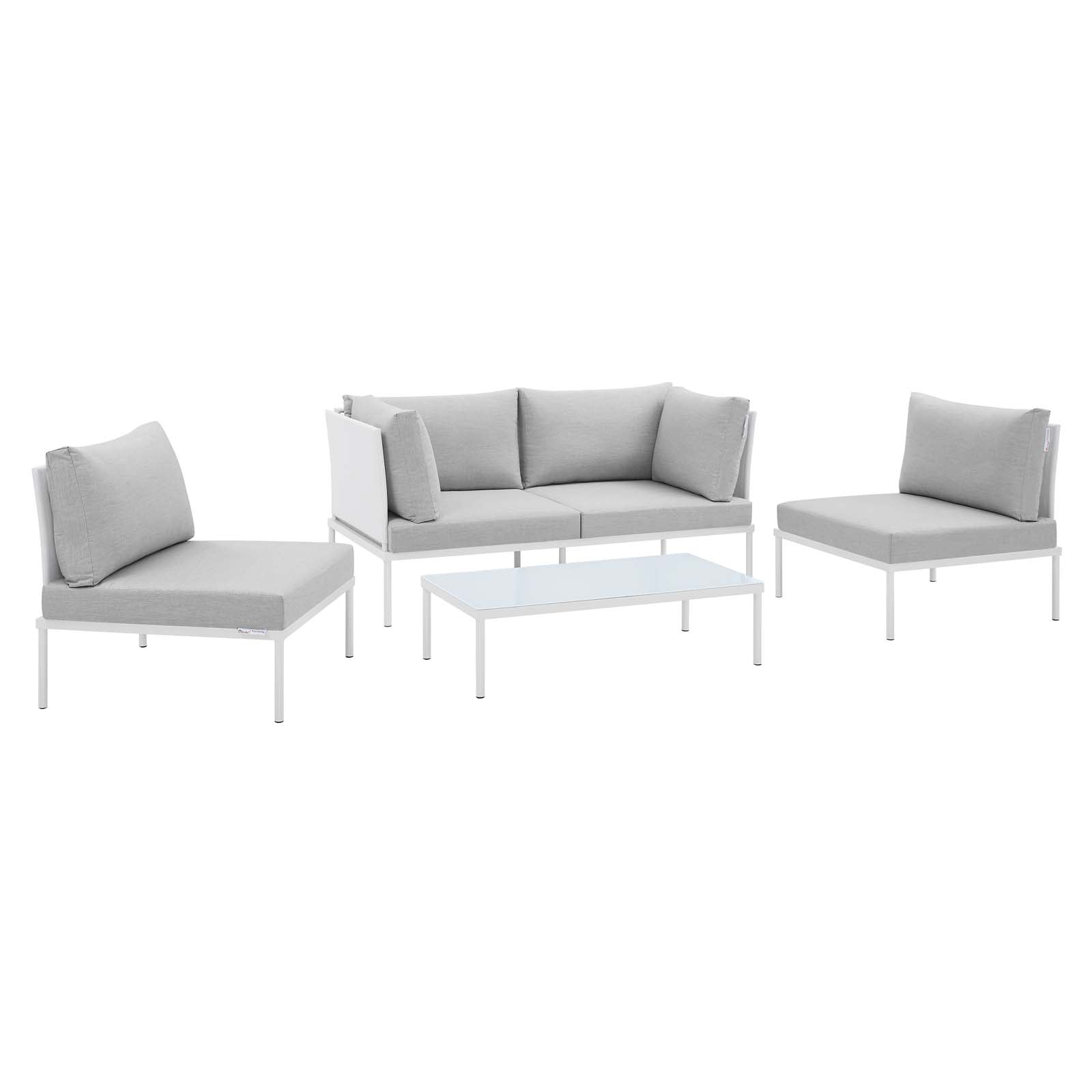 Modway Harmony 4-Piece  Sunbrella® Outdoor Patio Aluminum Seating Set | Outdoor Sofas, Loveseats & Sectionals | Modishstore