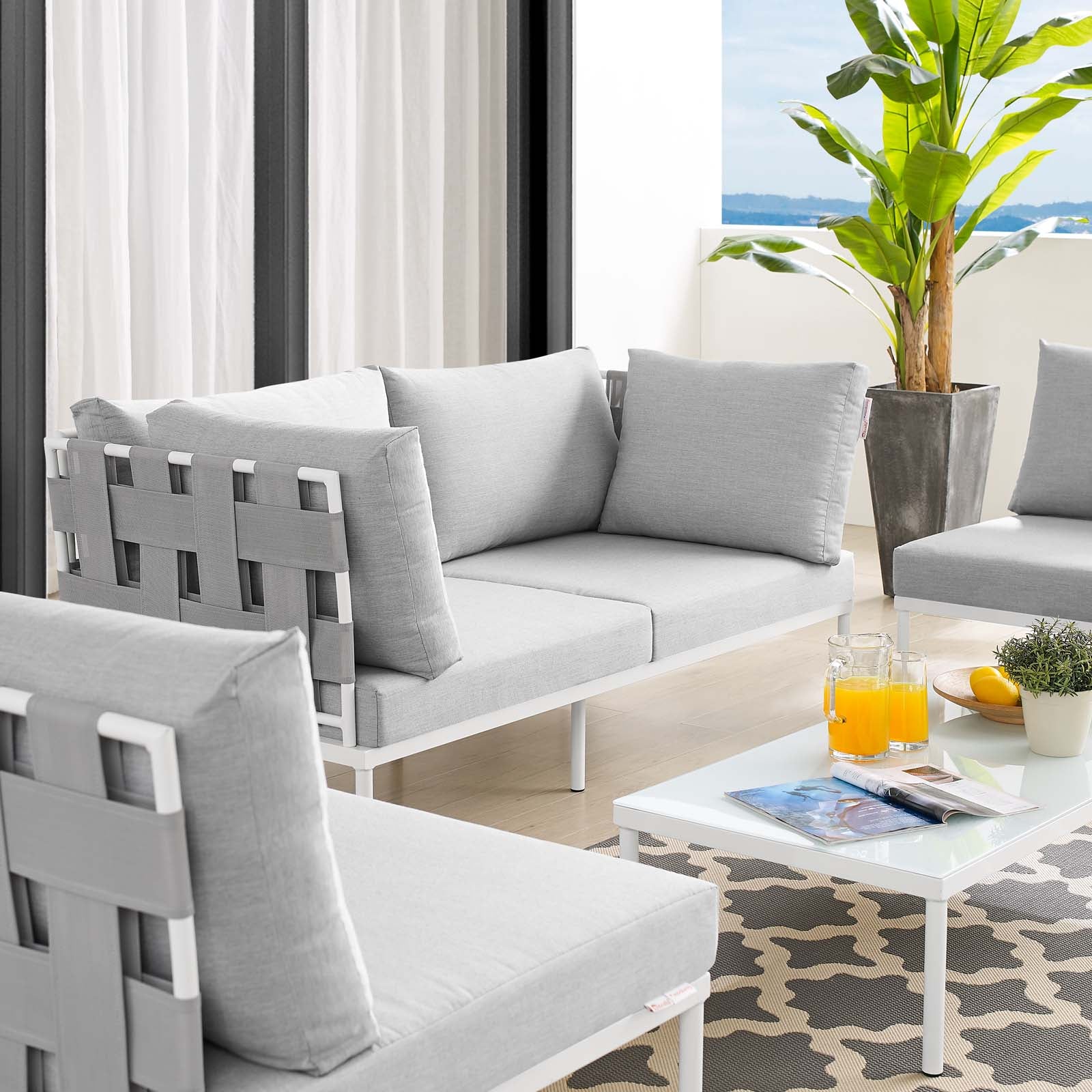 Harmony 4-Piece  Sunbrella® Outdoor Patio Aluminum Seating Set By Modway - EEI-4691 | Outdoor Sofas, Loveseats & Sectionals | Modishstore - 5