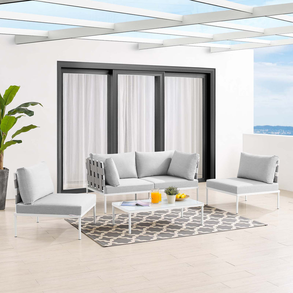 Harmony 4-Piece  Sunbrella® Outdoor Patio Aluminum Seating Set By Modway - EEI-4691 | Outdoor Sofas, Loveseats & Sectionals | Modishstore - 1