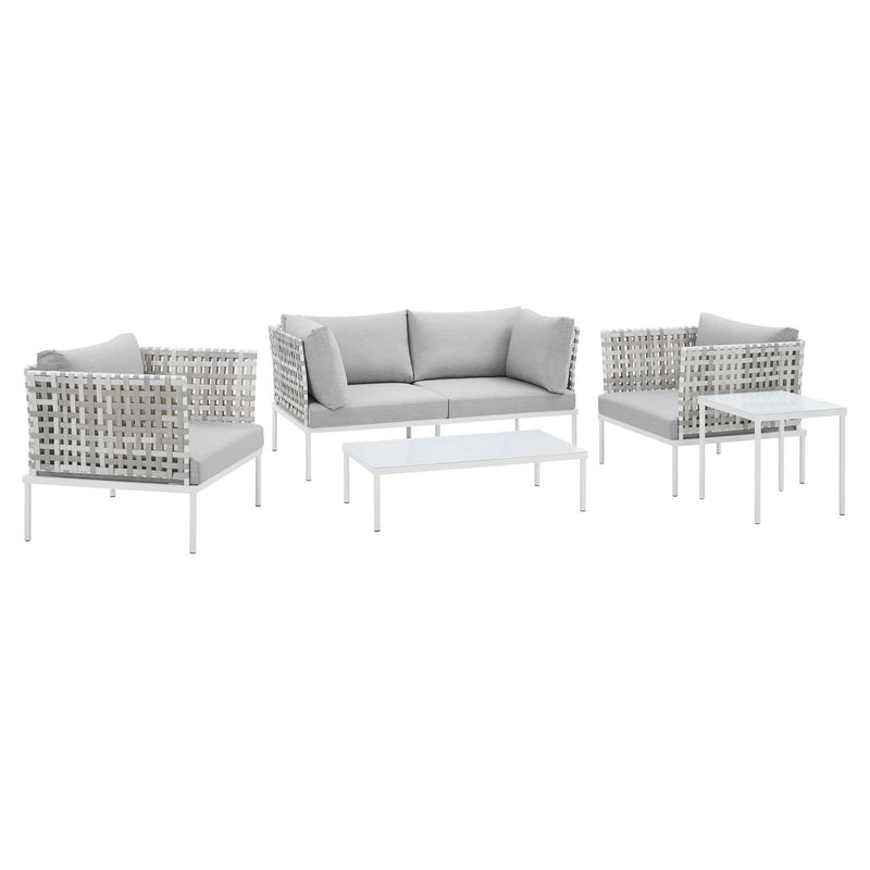 Modway Harmony 5-Piece  Sunbrella® Basket Weave Outdoor Patio Aluminum Seating Set - EEI-4692 | Outdoor Sofas, Loveseats & Sectionals | Modishstore - 1
