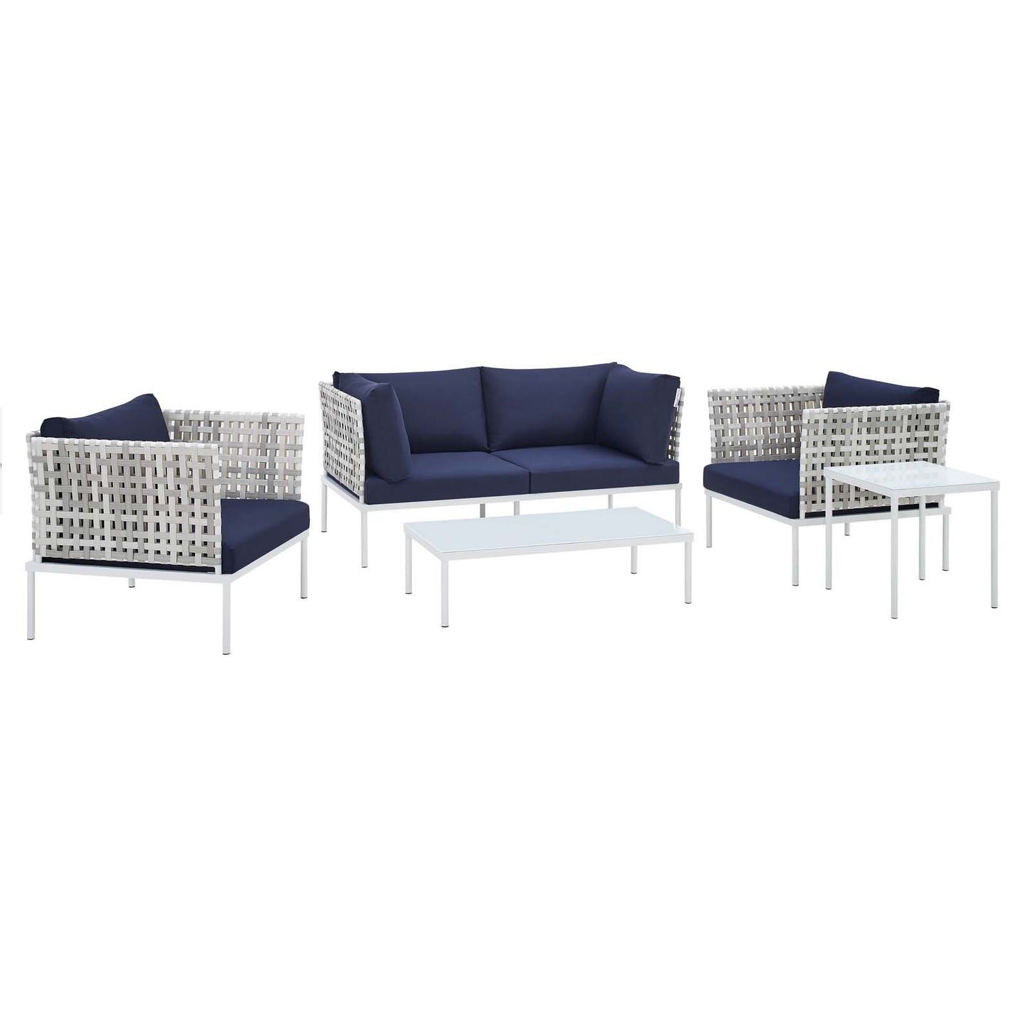Modway Harmony 5-Piece  Sunbrella® Basket Weave Outdoor Patio Aluminum Seating Set - EEI-4692 | Outdoor Sofas, Loveseats & Sectionals | Modishstore - 4