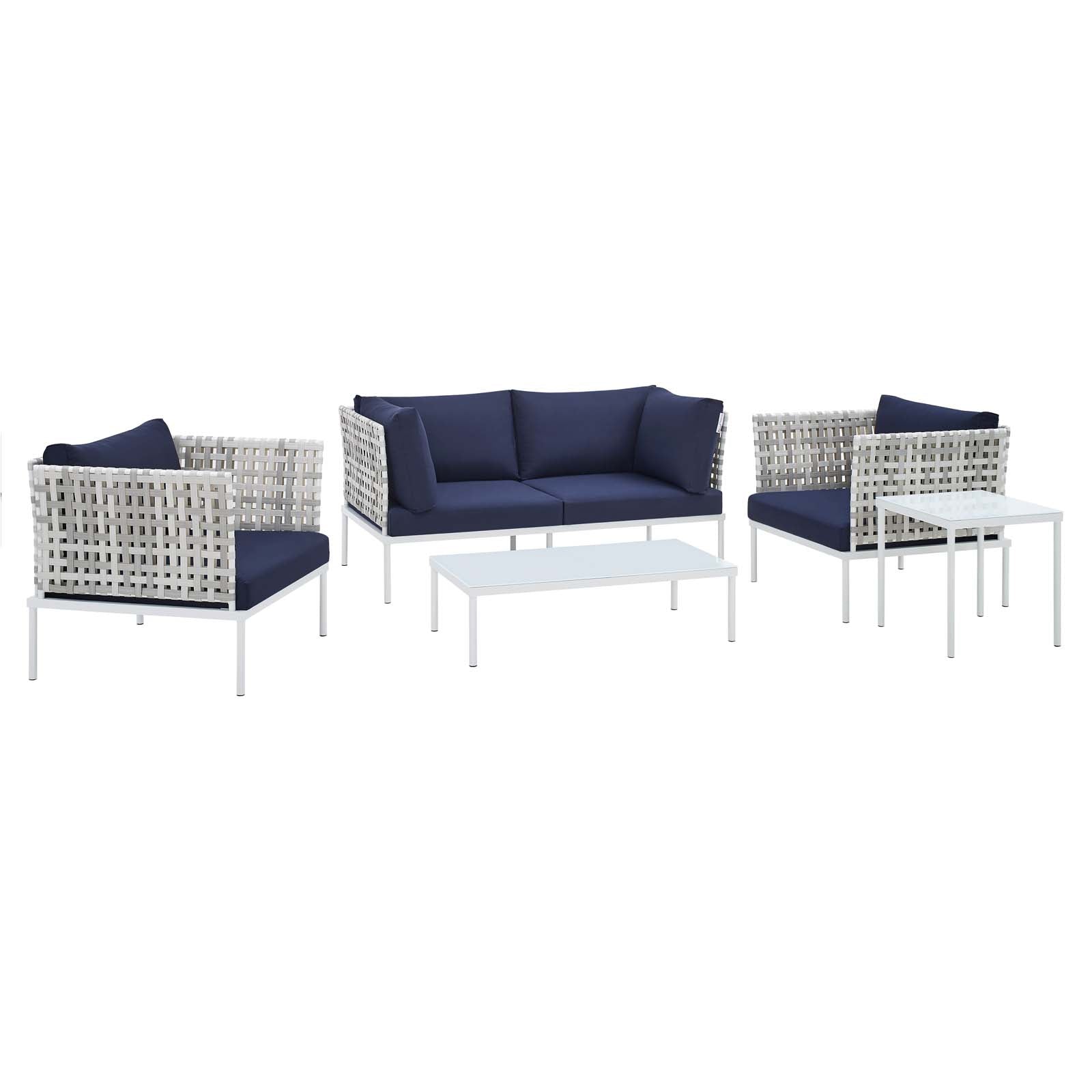 Modway Harmony 5-Piece  Sunbrella® Basket Weave Outdoor Patio Aluminum Seating Set - EEI-4692 | Outdoor Sofas, Loveseats & Sectionals | Modishstore - 4