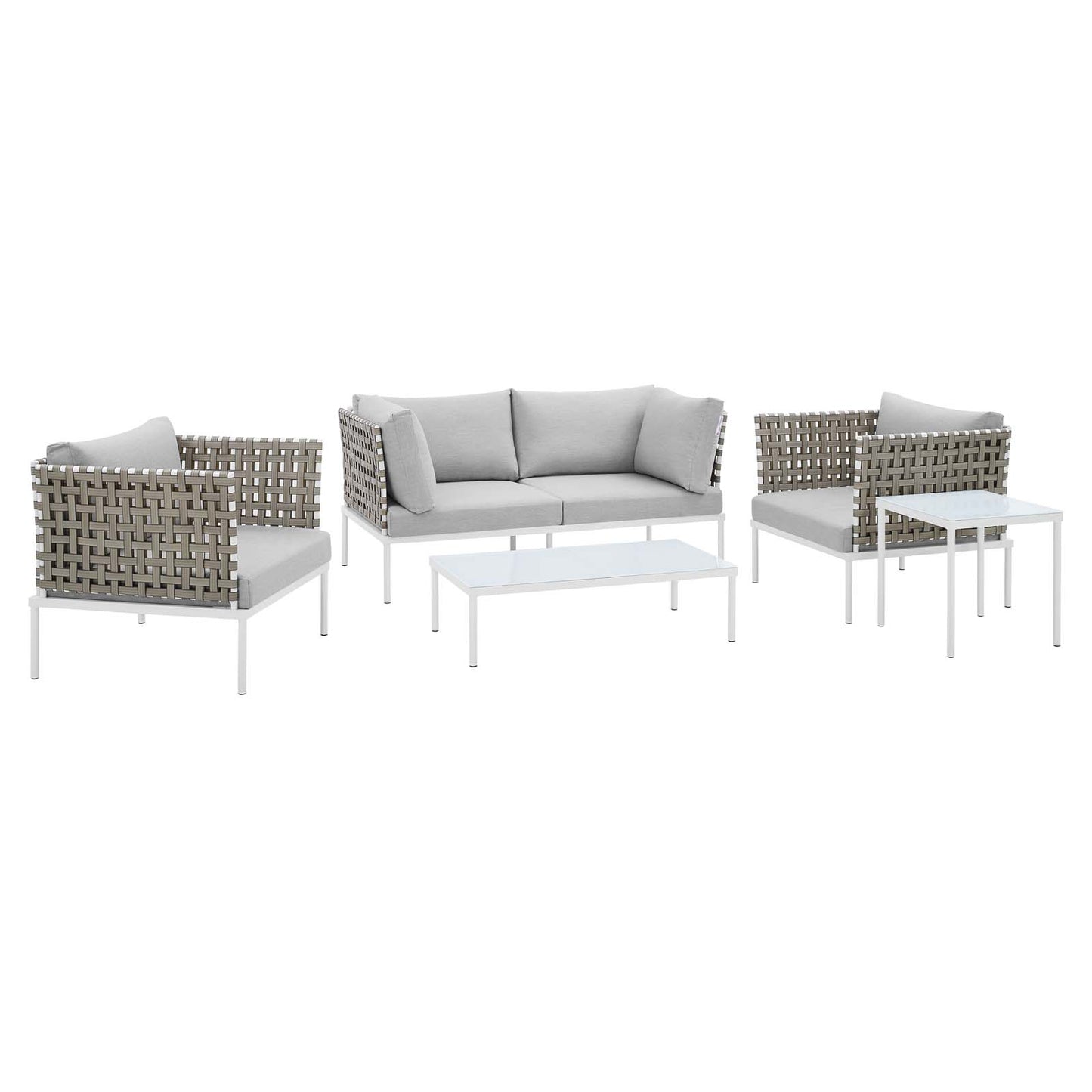 Harmony 5-Piece  Sunbrella® Basket Weave Outdoor Patio Aluminum Seating Set By Modway - EEI-4693 | Outdoor Sofas, Loveseats & Sectionals | Modishstore - 2