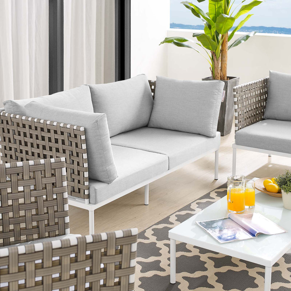 Harmony 5-Piece  Sunbrella® Basket Weave Outdoor Patio Aluminum Seating Set By Modway - EEI-4693 | Outdoor Sofas, Loveseats & Sectionals | Modishstore - 8