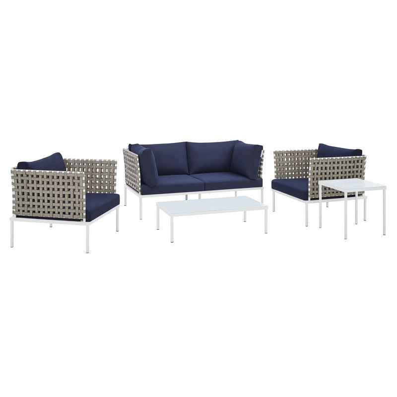 Harmony 5-Piece  Sunbrella® Basket Weave Outdoor Patio Aluminum Seating Set By Modway - EEI-4693 | Outdoor Sofas, Loveseats & Sectionals | Modishstore - 16