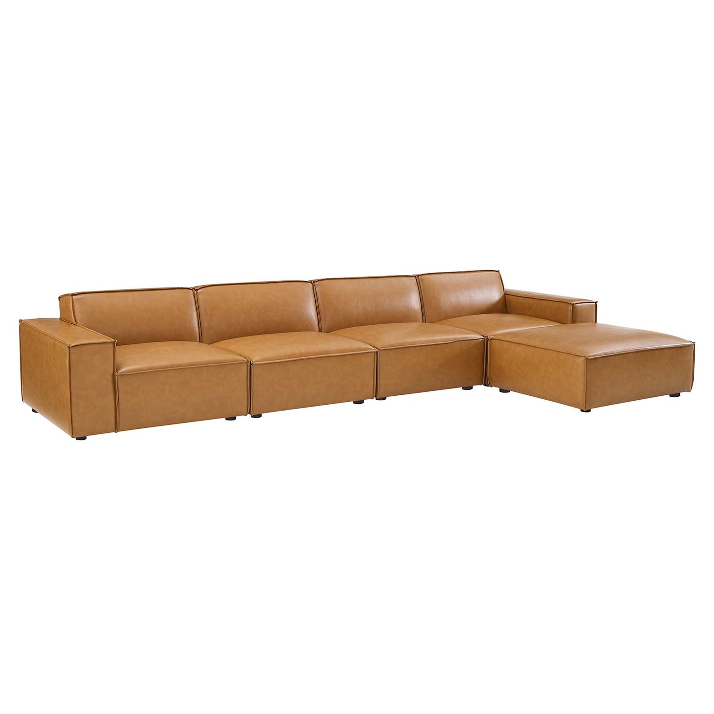 Modway Restore 5-Piece Vegan Leather Sectional Sofa  EEI-4711-TAN | Sofas | Modishstore-2