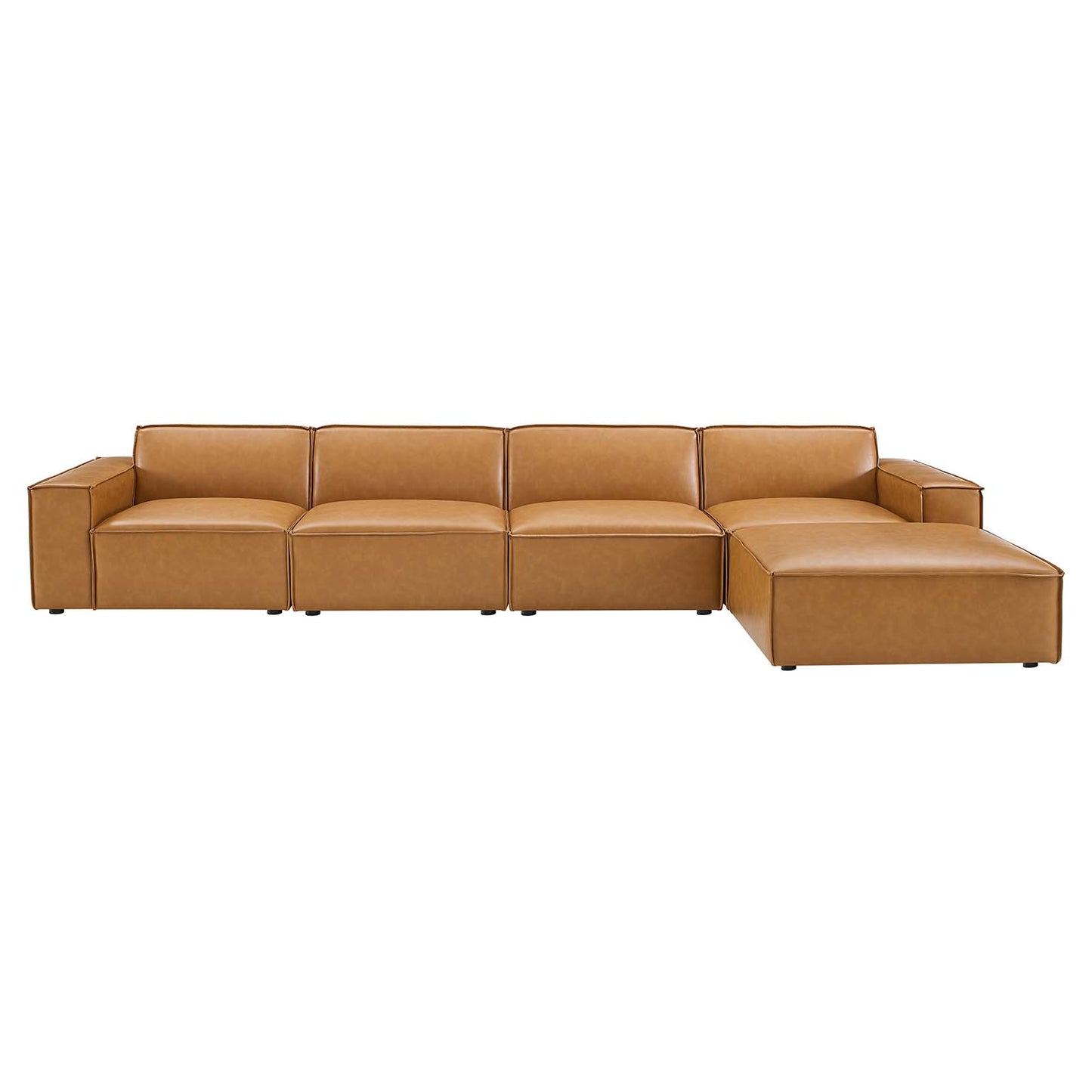 Modway Restore 5-Piece Vegan Leather Sectional Sofa  EEI-4711-TAN | Sofas | Modishstore-3