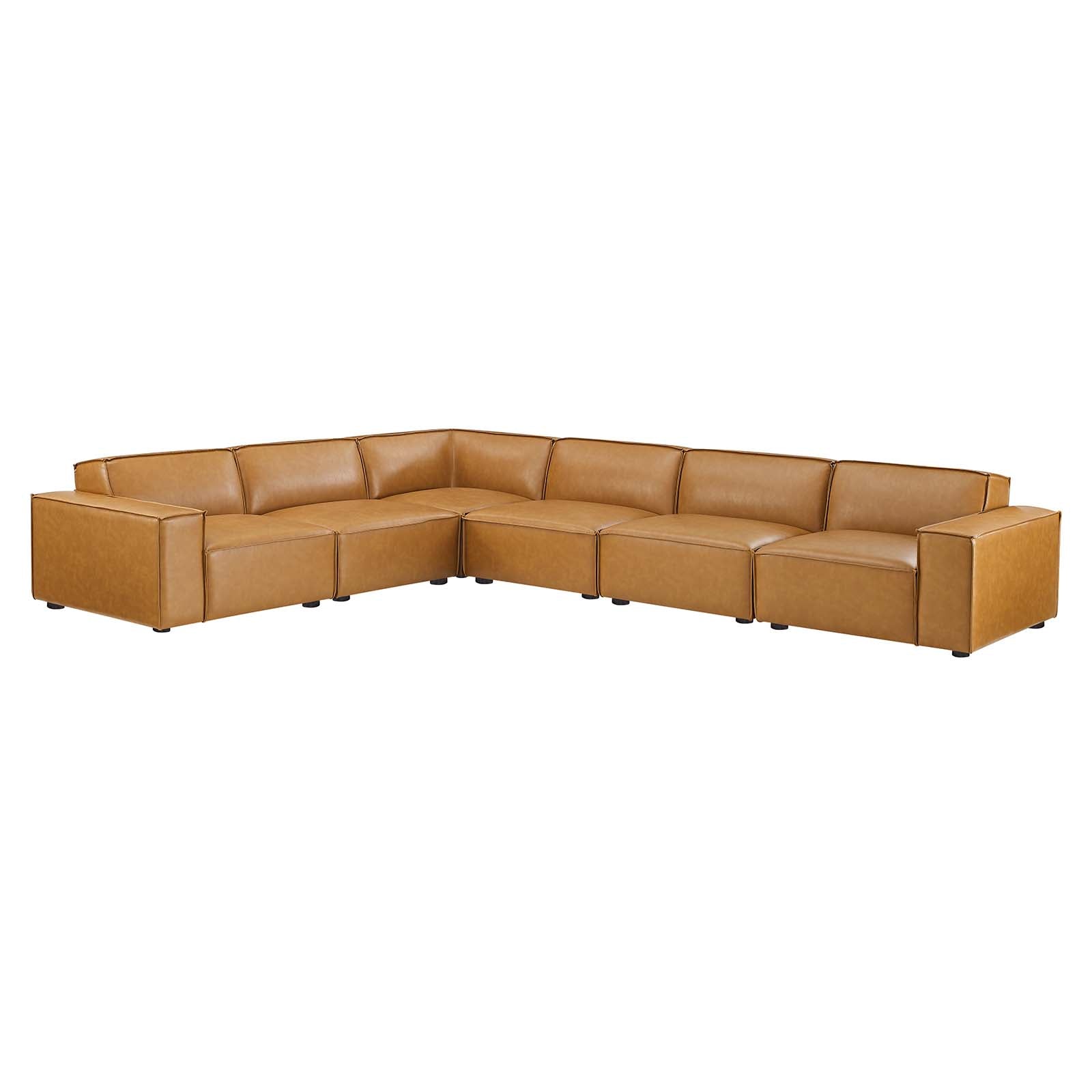 Modway Restore 6-Piece Vegan Leather Sectional Sofa EEI-4715-TAN | Sofas | Modishstore-2