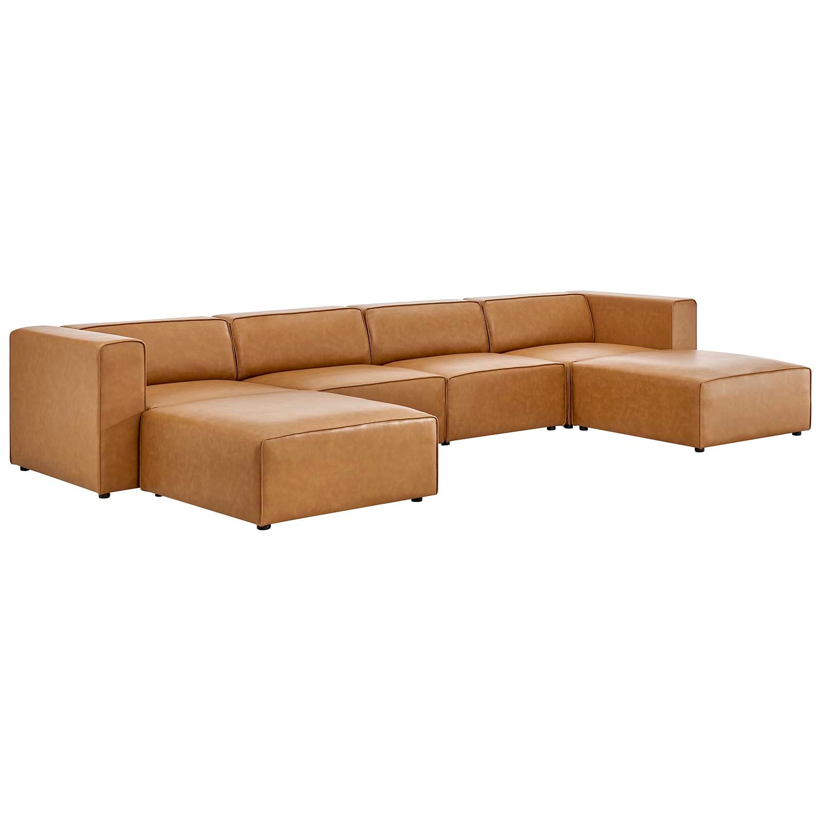 Modway Mingle Vegan Leather 4-Piece Sofa and 2 Ottomans Set | Sofas | Modishstore-9