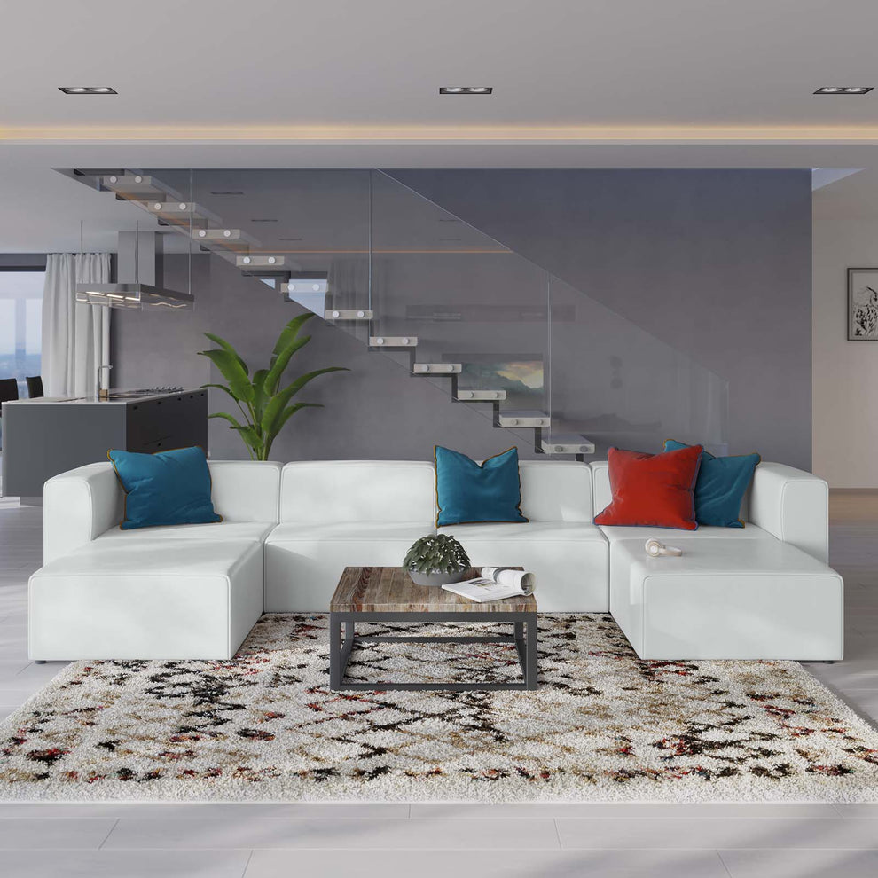 Modway Mingle Vegan Leather 4-Piece Sofa and 2 Ottomans Set - EEI-4794 | Sofa Set | Modishstore - 1