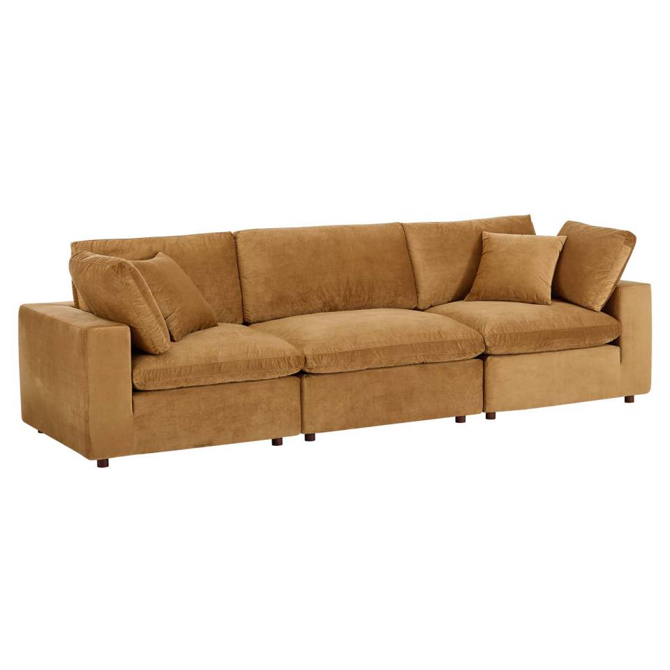 Modway Commix Down Filled Overstuffed Performance Velvet 3-Seater Sofa - EEI-4817 | Sofas | Modishstore - 2