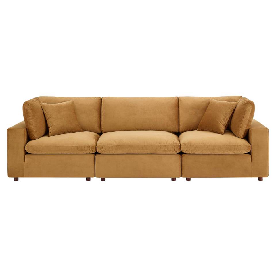 Modway Commix Down Filled Overstuffed Performance Velvet 3-Seater Sofa - EEI-4817 | Sofas | Modishstore - 3