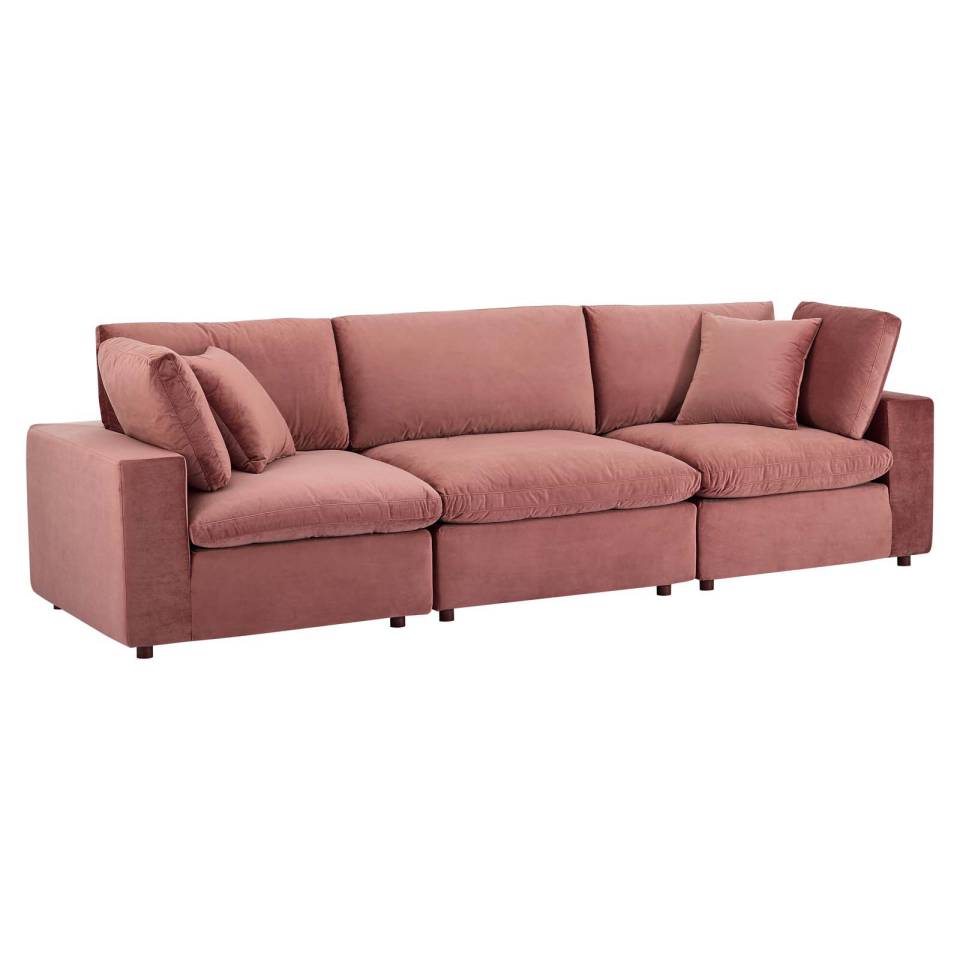 Modway Commix Down Filled Overstuffed Performance Velvet 3-Seater Sofa - EEI-4817 | Sofas | Modishstore - 10