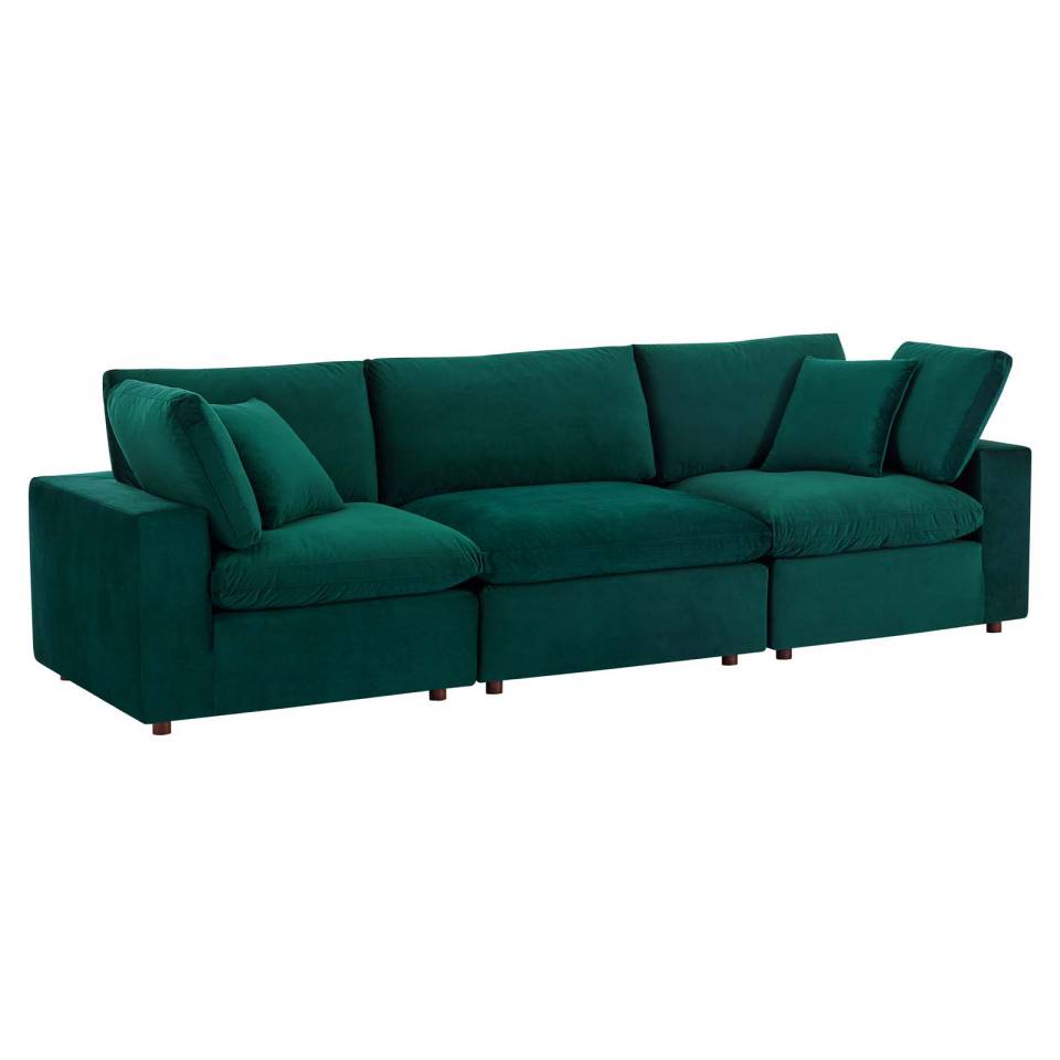 Modway Commix Down Filled Overstuffed Performance Velvet 3-Seater Sofa - EEI-4817 | Sofas | Modishstore - 11