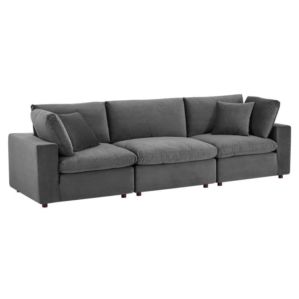 Modway Commix Down Filled Overstuffed Performance Velvet 3-Seater Sofa - EEI-4817 | Sofas | Modishstore - 12