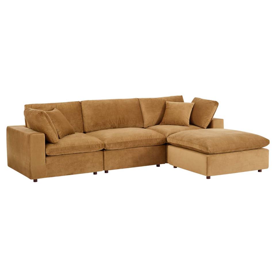 Modway Commix Down Filled Overstuffed Performance Velvet 4-Piece Sectional Sofa - EEI-4818 | Sofa Set | Modishstore - 2