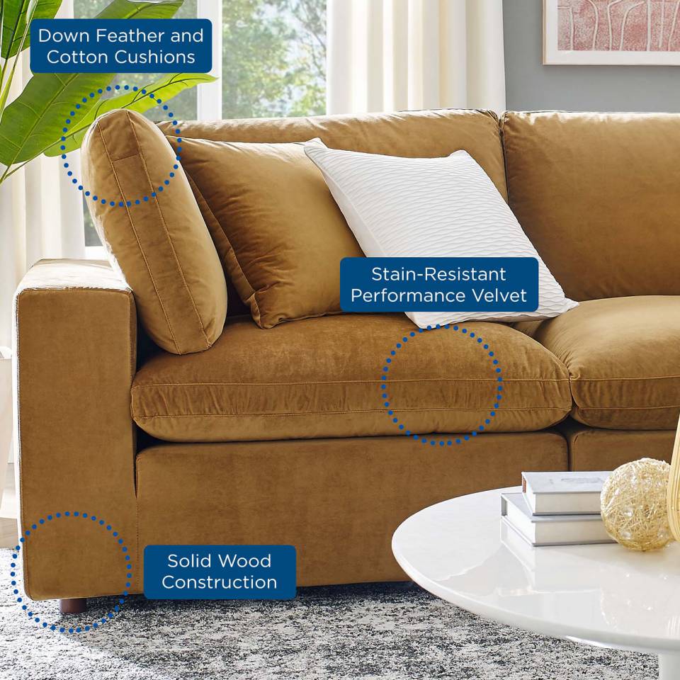 Modway Commix Down Filled Overstuffed Performance Velvet 4-Piece Sectional Sofa - EEI-4818 | Sofa Set | Modishstore - 12