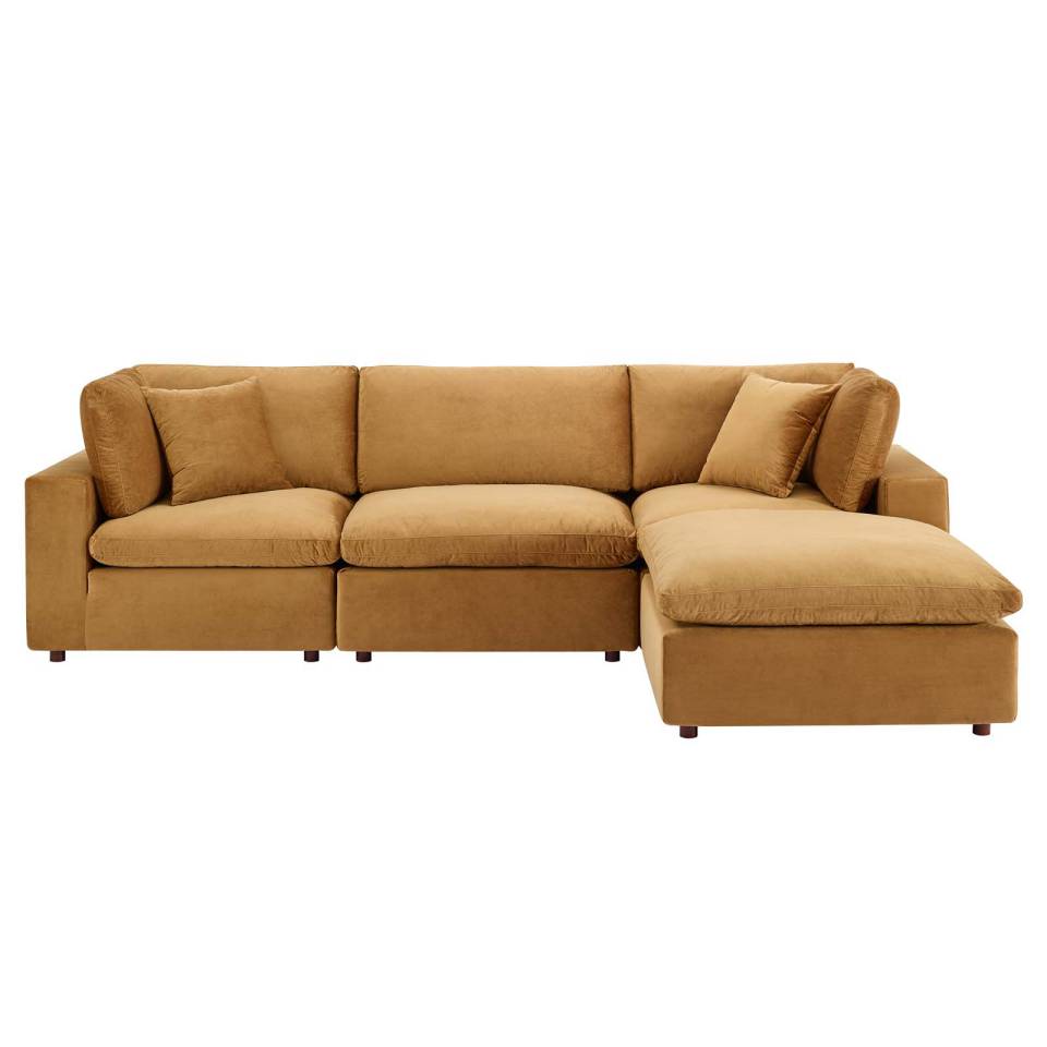 Modway Commix Down Filled Overstuffed Performance Velvet 4-Piece Sectional Sofa - EEI-4818 | Sofa Set | Modishstore - 3