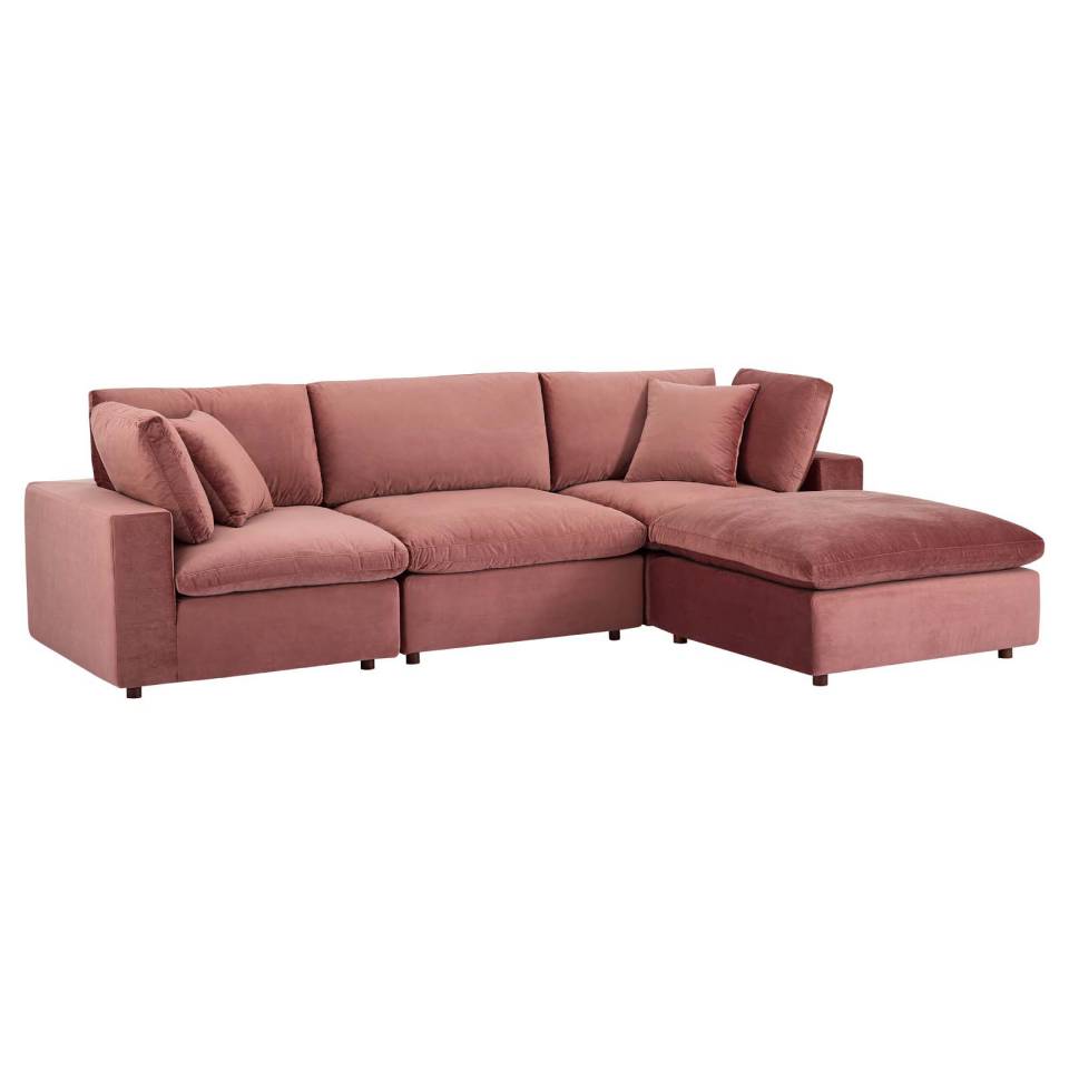 Modway Commix Down Filled Overstuffed Performance Velvet 4-Piece Sectional Sofa - EEI-4818 | Sofa Set | Modishstore - 13