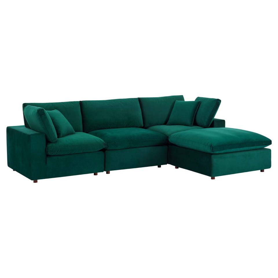 Modway Commix Down Filled Overstuffed Performance Velvet 4-Piece Sectional Sofa - EEI-4818 | Sofa Set | Modishstore - 14