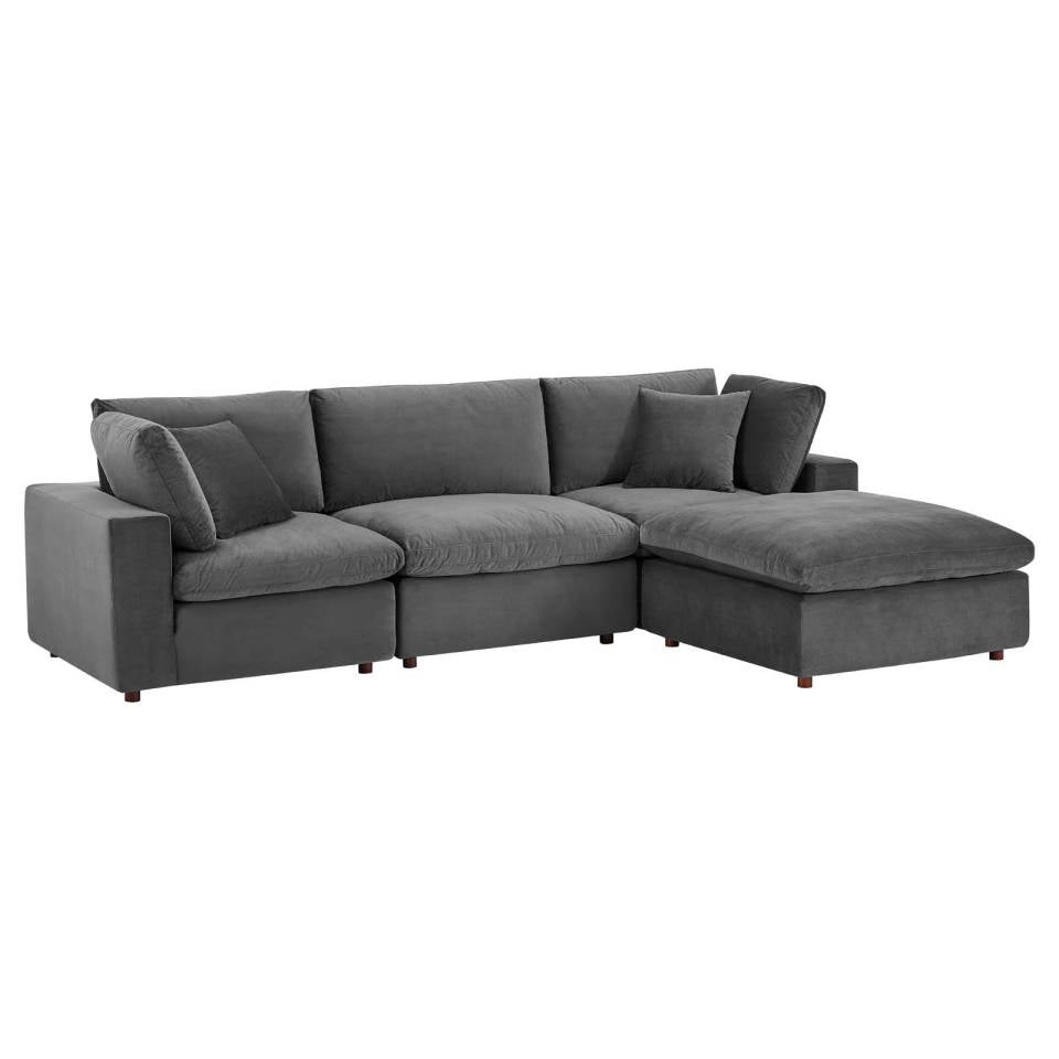 Modway Commix Down Filled Overstuffed Performance Velvet 4-Piece Sectional Sofa - EEI-4818 | Sofa Set | Modishstore - 15