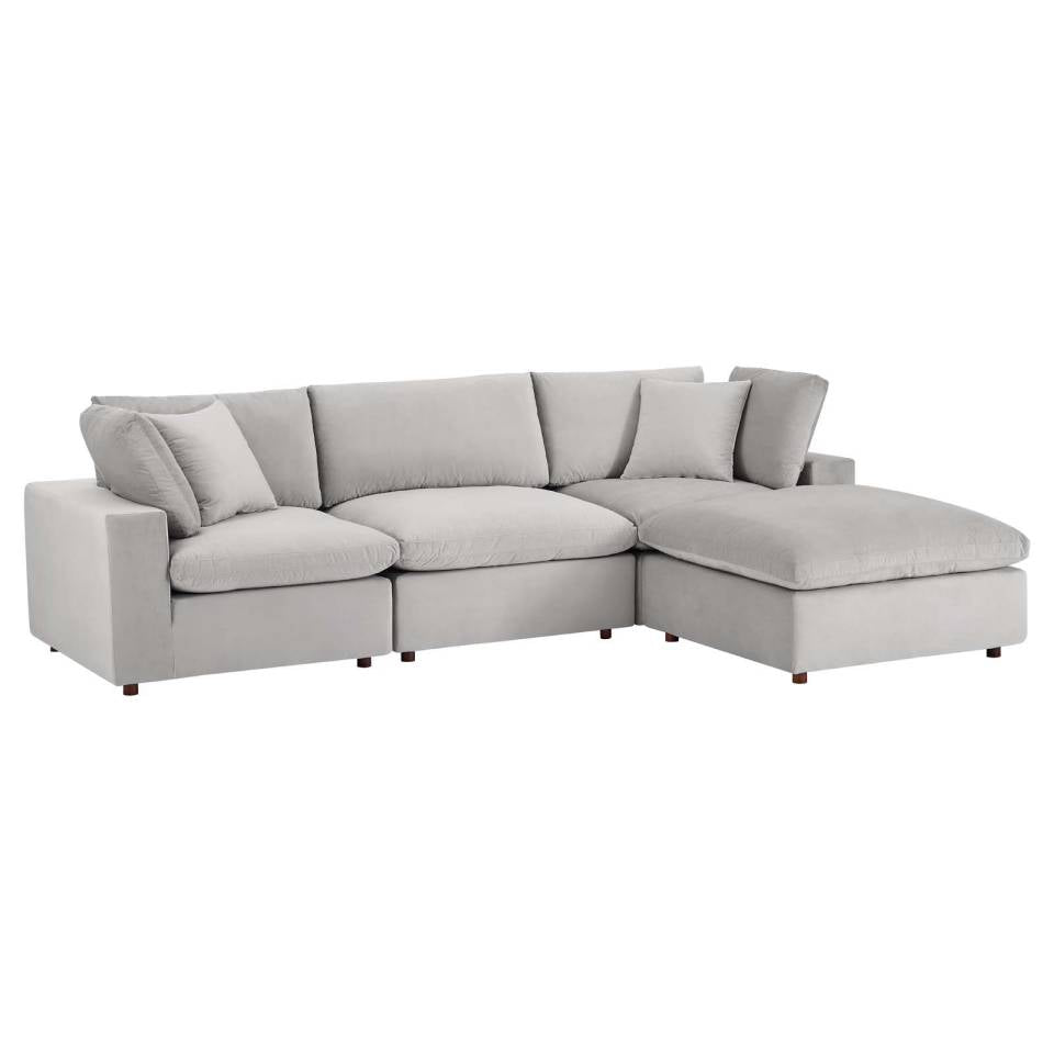 Modway Commix Down Filled Overstuffed Performance Velvet 4-Piece Sectional Sofa - EEI-4818 | Sofa Set | Modishstore - 16