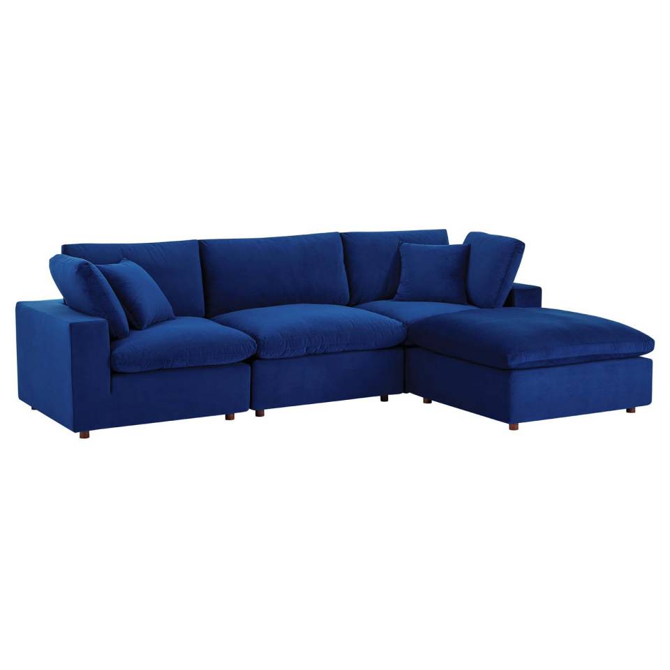 Modway Commix Down Filled Overstuffed Performance Velvet 4-Piece Sectional Sofa - EEI-4818 | Sofa Set | Modishstore - 17