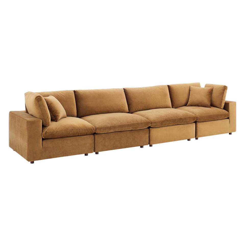 Modway Commix Down Filled Overstuffed Performance Velvet 4-Seater Sofa - EEI-4819 | Sofas | Modishstore - 2