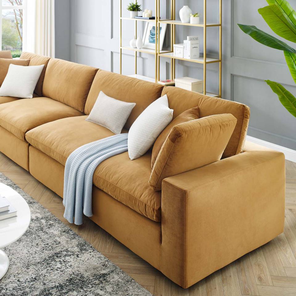 Modway Commix Down Filled Overstuffed Performance Velvet 4-Seater Sofa - EEI-4819 | Sofas | Modishstore - 10