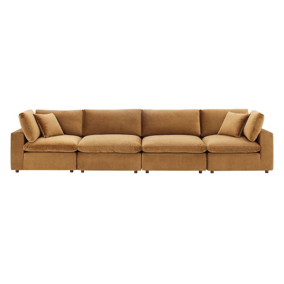 Modway Commix Down Filled Overstuffed Performance Velvet 4-Seater Sofa - EEI-4819 | Sofas | Modishstore - 3