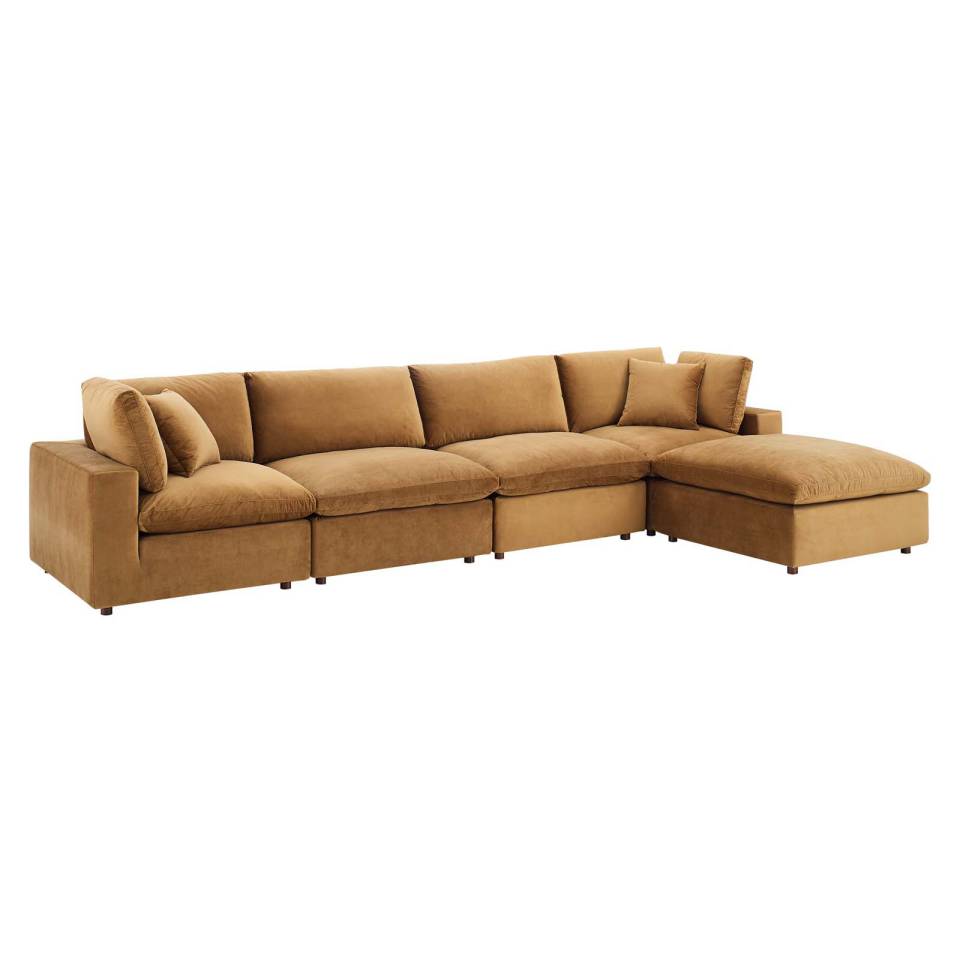 Modway Commix Down Filled Overstuffed Performance Velvet 5-Piece Sectional Sofa - EEI-4820 | Sectional | Modishstore - 2