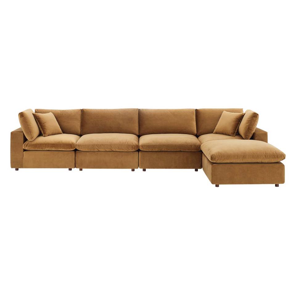 Modway Commix Down Filled Overstuffed Performance Velvet 5-Piece Sectional Sofa - EEI-4820 | Sectional | Modishstore - 3