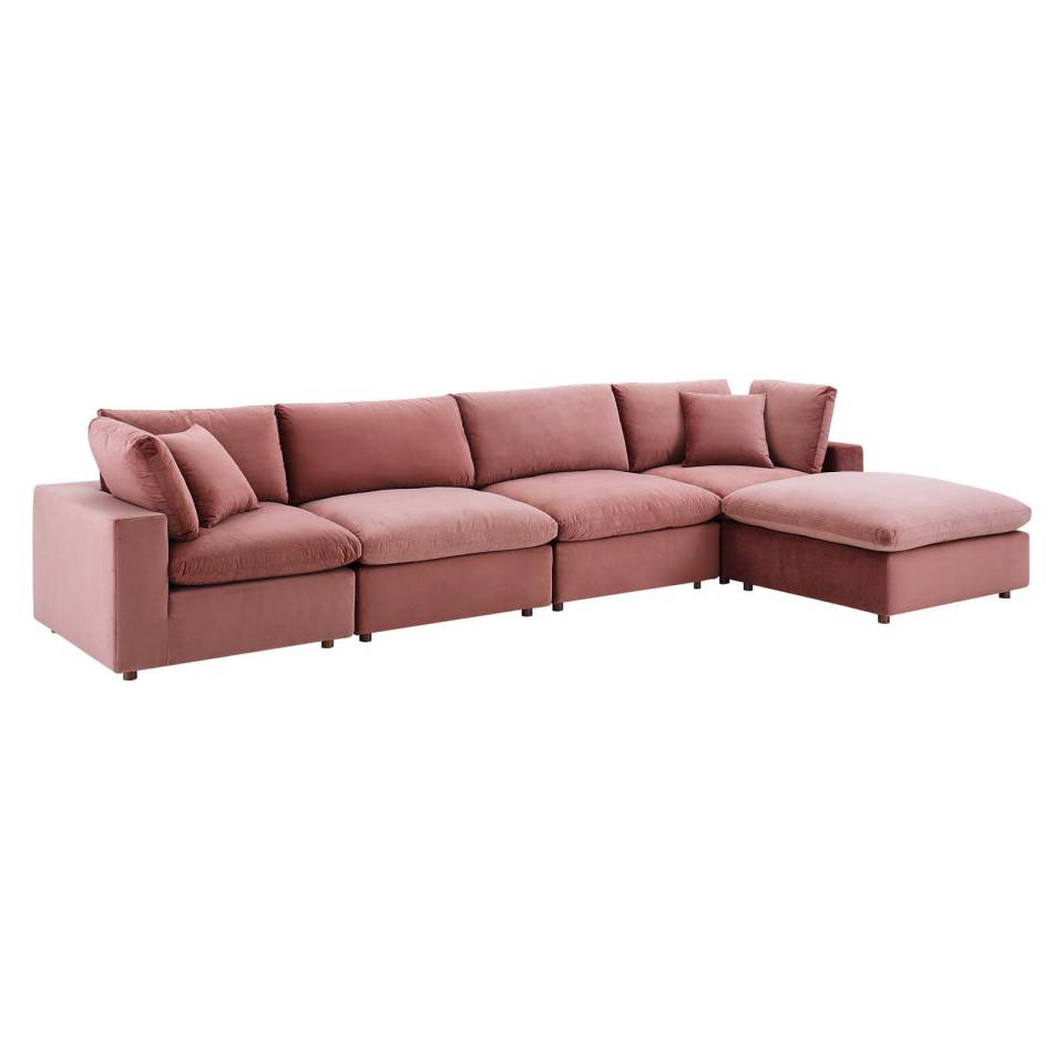 Modway Commix Down Filled Overstuffed Performance Velvet 5-Piece Sectional Sofa - EEI-4820 | Sectional | Modishstore - 15