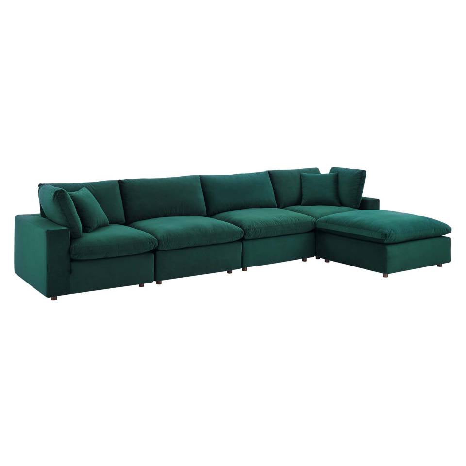 Modway Commix Down Filled Overstuffed Performance Velvet 5-Piece Sectional Sofa - EEI-4820 | Sectional | Modishstore - 14